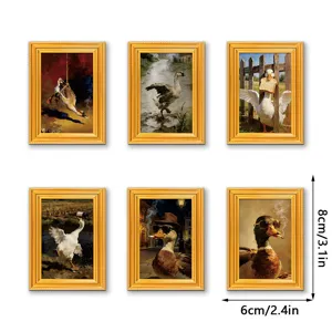 Mini funny duck resin picture frame refrigerator magnets home decor vintage art wall set