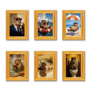 Funny Capybara Refrigerator Magnet Cute 3D Wooden Photo Frame Fridge Sticker Novelty Animal Home Kitchen Decoration Gift