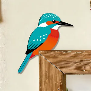 Adesivo murale martin pescatore in legno decorazione angolo design carino uccello
