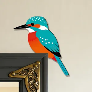 Adesivo da parete per angolo porta uccello martin pescatore in legno dettaglio simpatico design
