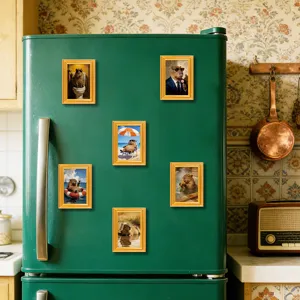 Detailed view of funny quirky capybara 3d wooden photo frame fridge magnet home decor.