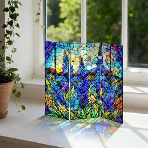 Mini écran pliante en acrylique translucide décoration de table avec motif floral.