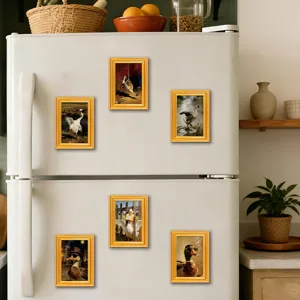 Funny duck goose wooden photo frame fridge magnets vintage art decor for home kitchen refrigerator
