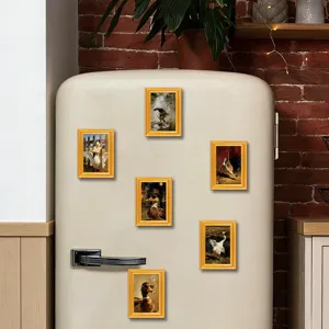 Funny duck goose fridge magnets vintage wooden photo frame refrigerator magnetic decor 6pcs
