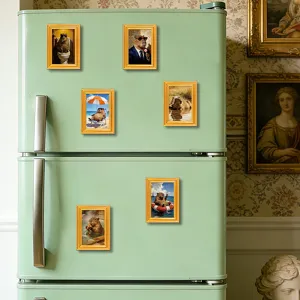 Cute capybara 3D wooden picture frame fridge magnet, funny animal decor for kitchen and home.