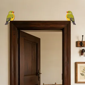 Stickers angolo porta in legno uccello decorazione murale carina animale per telaio casa
