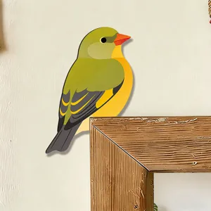 Adesivo angolare in legno per uccelli per decorazioni domestiche, telaio porta e pareti.