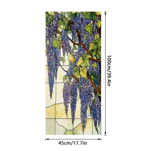 Wisteria stained glass window film 45x100cm static cling home decorative privacy sticker