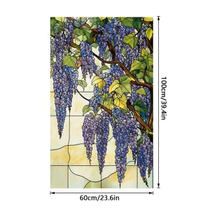 Stained glass window film wisteria flower decorative privacy static cling glass sticker