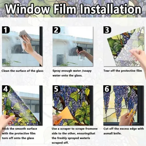 Step-by-step window film installation guide showing easy application for home glass decoration.