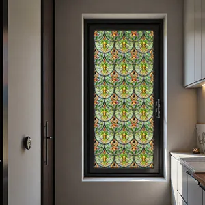 Glas-in-lood raamfolie bloemen 3D statische kleefkracht privacy decoratieve glassticker thuis.
