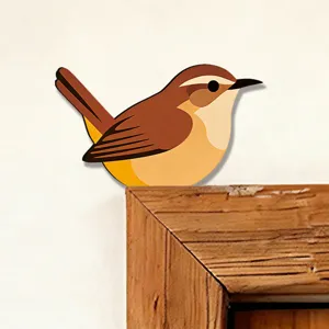 Adesivo angolare per porta in legno con uccellino decorazione murale per interni domestici.