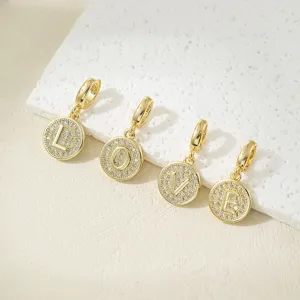 Gold-plated pave rhinestone letter charms, versatile alphabet pendant DIY jewelry accessories.