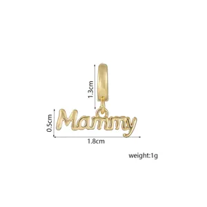 Gold-colored Mammy letter pendant charm detail, showcasing delicate DIY fashion jewelry design.