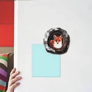 Wooden tree hole animal fridge magnet decorative magnetic sticker for home decor.