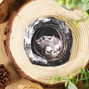 Wooden donkey tree hole magnetic sticker home decor crafts lovely animal refrigerator magnet