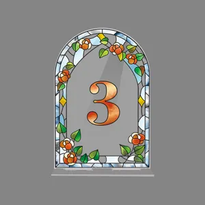 Stained glass style acrylic table number 3 decorative ornament for wedding party desktop display.