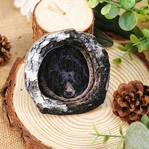 Wooden tree hole animal fridge magnet rustic home decor magnetic sticker decorative craft.