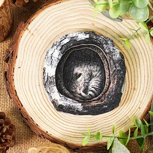 Wooden tree hollow cat magnetic sticker home decor wooden photo frame craft accessory.