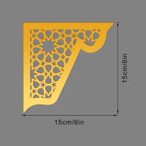 Adesivo murale angolo in acrilico stile mediorientale oro geometrico decoro 15cm