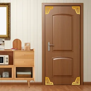 Adesivi per angoli porta in acrilico dorato stile mediorientale decorazione murale geometrica.
