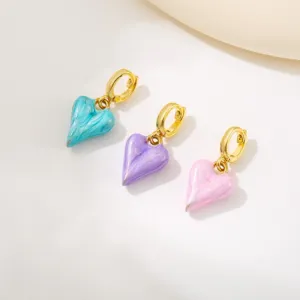 Pendentif cœur coloré accessoire de bijoux DIY avec fermoir universel, émail brillant.