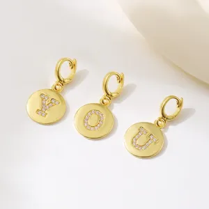 Pendentifs lettres en zircon pavé rond doré breloques DIY collier bracelet bijoux accessoires