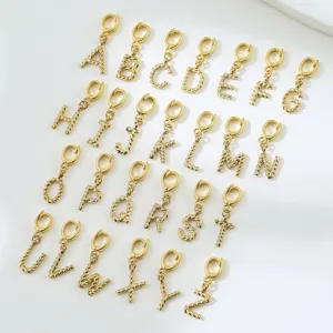 Gold stainless steel twisted letter pendants A-Z alphabet DIY necklace bracelet charms.