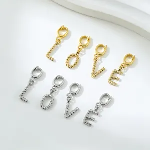 Gold and silver stainless steel twisted letter charms DIY pendant necklace bracelet accessories.