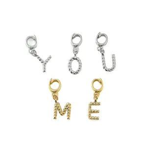 Stainless steel twist letter charms pendant DIY necklace bracelet jewelry accessories