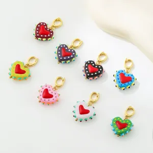 Pendente a Pois in Lavorazione a Lume a Forma di Cuore Chiusura in Rame per Creazione di Gioielli Fai-da-te Accessori Stile Dopamina