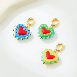 Ciondolo pendente in vetro a cuore colorato dopamine accessori per gioielli fai da te