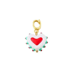 Ciondolo cuore a pois colorati dopamina estivo per braccialetto collana creazione gioielli