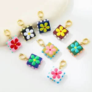 Ciondolo a Fiore in Vetro a Lume Solo (Senza Catena) Ciondolo Fiore Colorato Con Chiusura Universale in Rame Per Fai da Te Creazione Gioielli Bracciale Collana Accessori