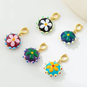Ciondolo fiore smaltato colorato charm fai da te per collana bracciale fibbia universale