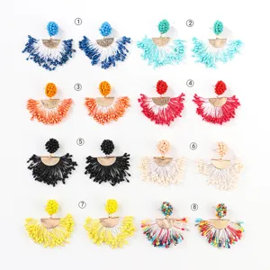 Handmade seed bead tassel earrings colorful half circle dangle earrings fashion jewelry