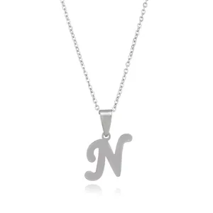 Stainless steel letter N pendant necklace for women, minimalist fashion clavicle chain jewelry.