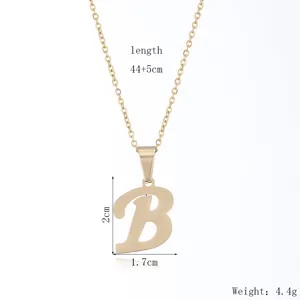 Gold stainless steel letter B pendant necklace elegant clavicle chain for women chic