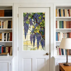 Stained glass wisteria window film static cling decorative glass sticker for home decor
