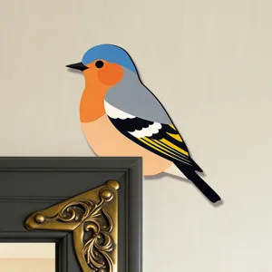 Adesivo angolare per porta e finestra con uccello in legno decorazione murale arte animale dettaglio.