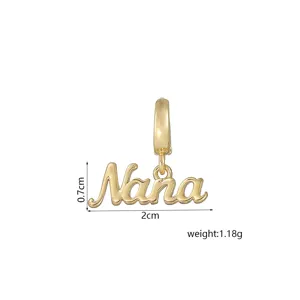 Gold Nana letter pendant charm accessory DIY fashion jewelry detail shot 0.7x2cm