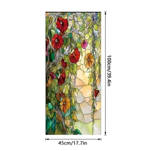 Stained glass window film floral decorative static cling privacy sticker for home decor 45x100cm