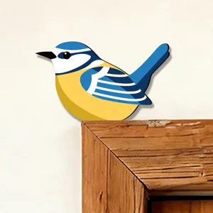 Adesivo angolare per uccello cinciarella in legno decorazione porta e finestra casa