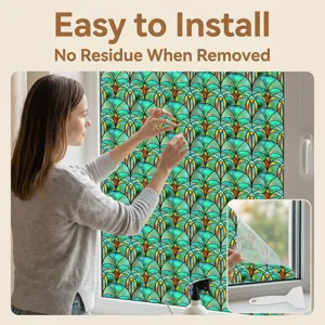 3D glas in lood raamfolie decoratieve statische hechtende film verwijderbare sticker huis