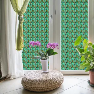 3D geëmbosseerde glas-in-lood raamfolie decoratieve sticker met geometrisch patroon.