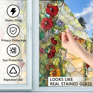 Static window film decorative stained glass privacy sticker for home glass door decor.