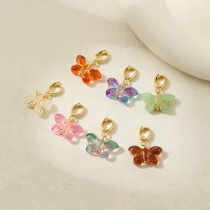 Butterfly Charms DIY Glass Pendants With Universal Copper Clasp For Necklace Bracelet Making Sweet Style Jewelry Accessories