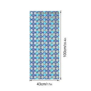 3D en reliëf statische raamfolie, blauw geometrisch patroon glassticker, 43x100cm.