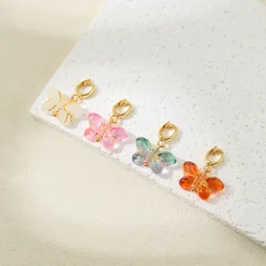 Colorful glazed butterfly DIY charm pendant with gold clasp for jewelry making details