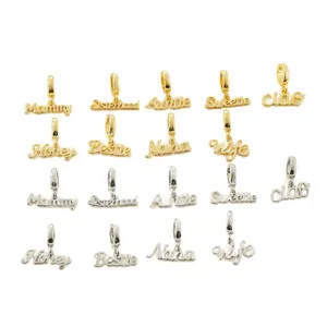 Gold silver metal English word DIY jewelry charms pendants cute fashion accessories set